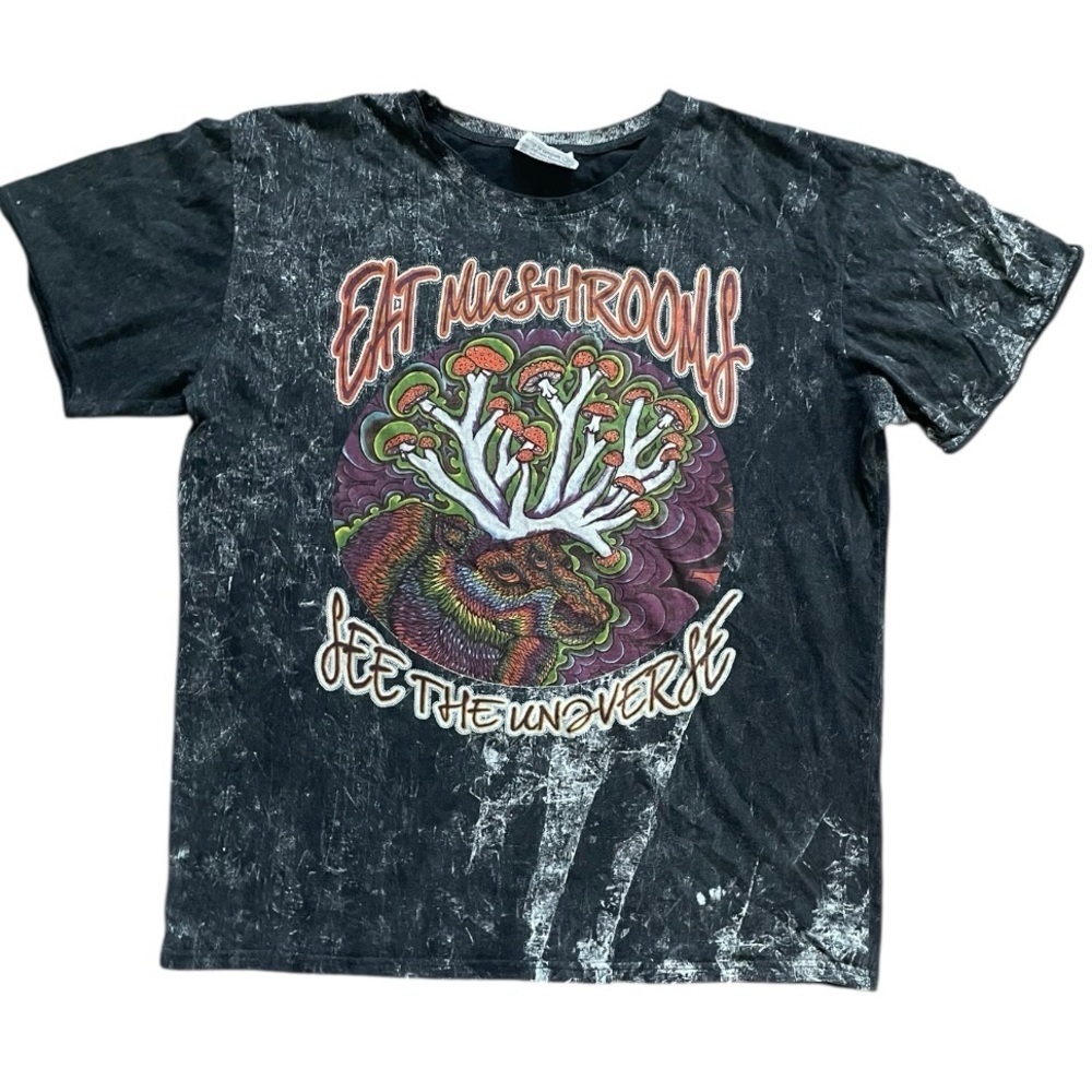No Time "Eat Mushrooms See the Universe" Grey T-shirt XL 420 Beach Festival boho